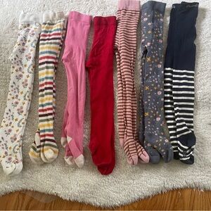 Lot of seven colorful tights